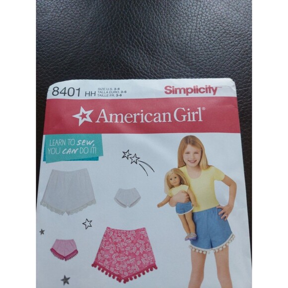 Simplicity American Girl Pattern 8401 18" Doll and Girl's Shorts Learn to Sew - Picture 5 of 11